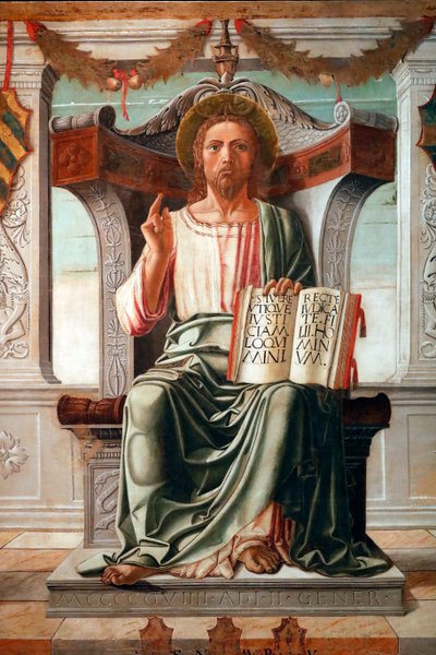 Błogosławieństwo Chrystusa, Zbawiciela świata – Maestro del Cadaver autorstwa . .