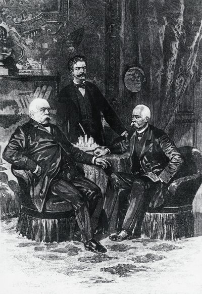 Konferencja Otto von Bismarcka (1815-1898) i Francesco Crispi (1819-1901) we Friedrichsruhe, październik 1887, Niemcy autorstwa William Walcutt