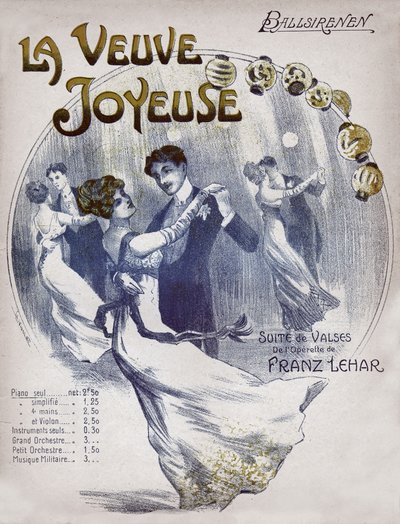 Pary tańczące walca Ballsirenen. ok. 1910 (ilustracja) autorstwa . .