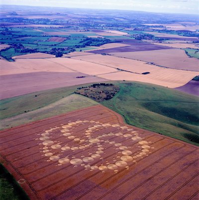 Krąg zbożowy na polu pszenicy, Milk Hill, Alton Priors, Vale of Pewsey, Wiltshire autorstwa Ferdinand Georg Waldmuller