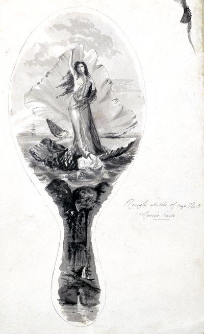 Projekt lustrzanego odwrocia przedstawiającego Wenus w jej muszli, ok. 1870-1875 autorstwa Frederick (attr. to) Barnard