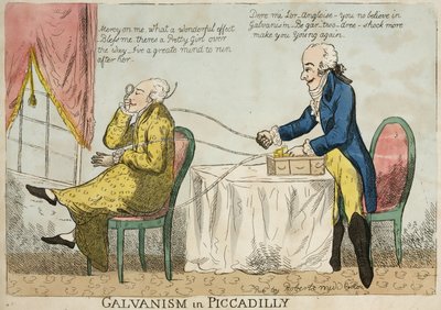 Elektroterapia „Galwanizm na Piccadilly”, ok. 1800 autorstwa Frederick (attr. to) Barnard