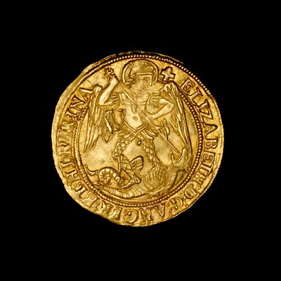 Angielski młotkowany złoty anioł Coin autorstwa Hippolyte Lalaise Devéria