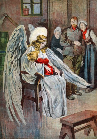 Anioł Stróż. ok. 1910 (grawerowanie) autorstwa . .