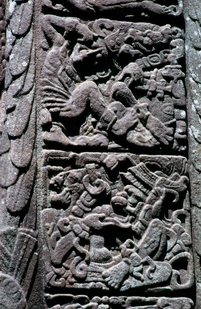 Hieroglify na Steli D w Quirigua, Izabal, Gwatemala, okres późnego klasyku, ok. 600-900 ne (zdjęcie) autorstwa Hippolyte Lalaise Devéria