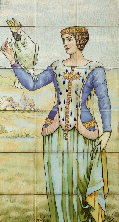 Widok wnętrza, panel kafelkowy, malarz Furcy Ernest Tondeur, wykonawca Boch Frères La Louvière autorstwa . .