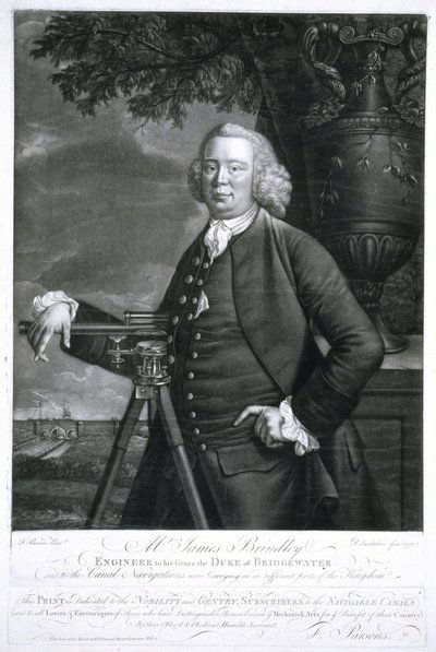James Brindley, brytyjski inżynier budownictwa i budowniczy kanałów autorstwa Frederick (attr. to) Barnard