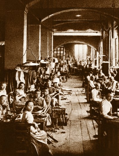 Mężczyźni pracujący w fabryce lin w Turynie autorstwa Georg Carl Heinrich Dollmann
