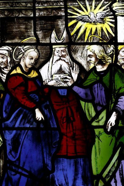 Muzeum katedry w Mediolanie. Witraż. Małżeństwo Dziewicy z Józefem. 16 wiek. Włochy. autorstwa . .