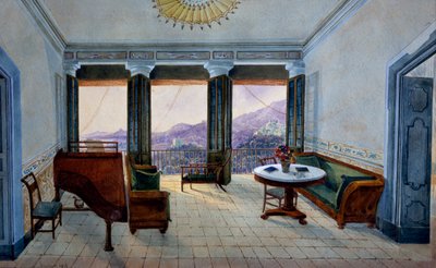 Sala muzyczna z widokiem na jezioro autorstwa Georg Carl Heinrich Dollmann