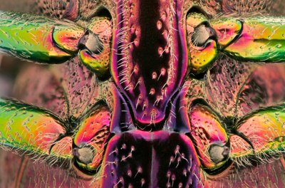 Polybotris quadricollis z Madagaskaru. Szczegół brzucha (makrofotografia) autorstwa John Pardon