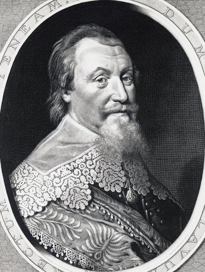 Portret Axela Gustafssona Oxenstierny (1583-1654), Wielkiego Kanclerza Szwecji, grawerowanie autorstwa William Walcutt