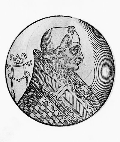 Portret Bonifacego II (zm. 532), 55. papieża Kościoła katolickiego z 530 r., rycina autorstwa William Walcutt