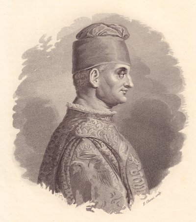 Portret księcia Mediolanu, Filippo Maria Visconti (1392-1447), miedzioryt F Clerici z portretu wydanego przez Antonio Campo autorstwa William Walcutt