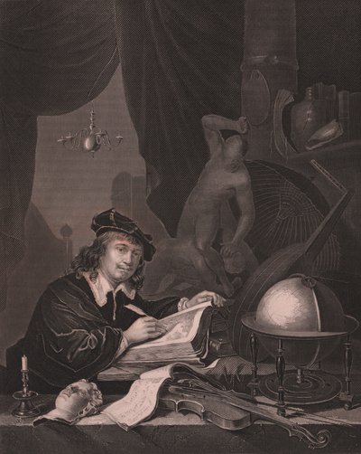 Portret holenderskiego malarza Gerrita Dou (1613-1675), rycina Alberta Henry