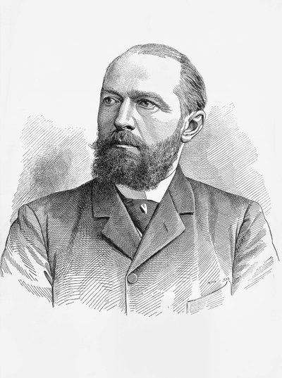 Portret Emila von Behringa (1854-1917), niemieckiego fizjologa i bakteriologa, Nagroda Nobla w dziedzinie chemii w 1901 r., rycina autorstwa William Walcutt