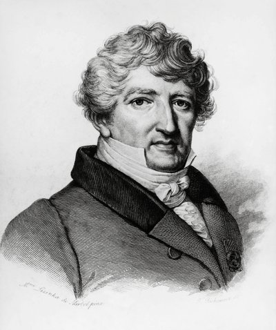 Portret Georgesa Leopolda Chretiena Frederica Dagoberta Cuviera (1769-1832), francuskiego biologa, rycina autorstwa William Walcutt