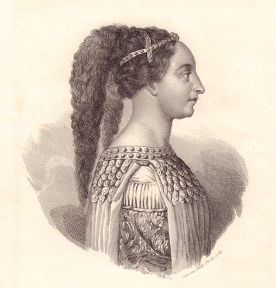 Portret włoskiej szlachcianki Isotta degli Atti (ok. 1432-1474), miedzioryt autorstwa Cateriny Piotti-Pirola autorstwa William Walcutt