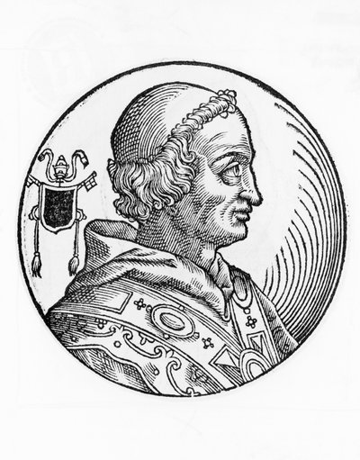 Portret Jana V (635-686), 82. papieża Kościoła katolickiego z 685, rycina autorstwa William Walcutt