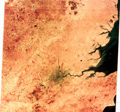 Satelity, obserwacja Ziemi, USA Zdjęcie z satelity Landsat południowo-wschodniej Anglii autorstwa Frederick (attr. to) Barnard