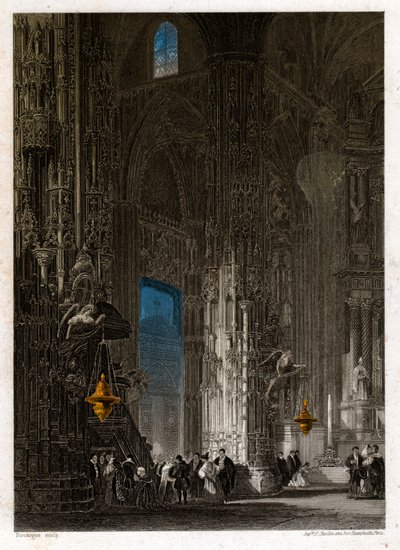Katedra Świętego Zbawiciela w Jerez de la Frontera (Xeres). ok. 1840 r. (grawerowanie) autorstwa . .