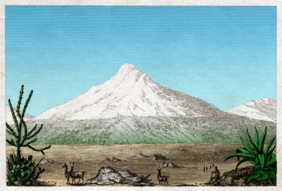 Wulkan Chimborazo z płaskowyżu Tapia w Ekwadorze. ok. 1840 (Grawerowanie) autorstwa . .