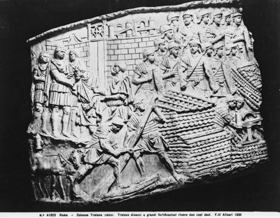 Cesarz Trajan odbierający posłuszeństwo od dwóch Barbarzyńców (tynk) autorstwa Hippolyte Lalaise Devéria