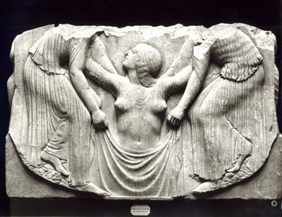 „Tron Ludovisi” lub „Tron Wenus”, z Willi Ludovisi (marmur) (zdjęcie czarno-białe) autorstwa Hippolyte Lalaise Devéria