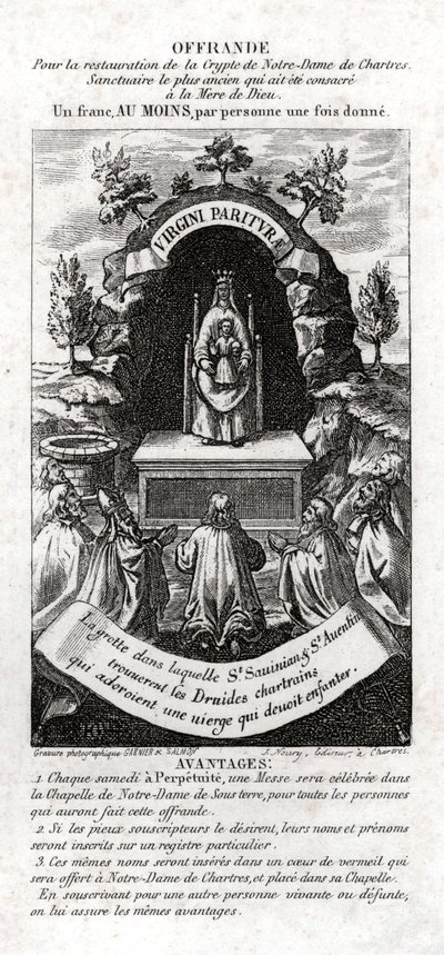 Najświętsza Maryja Panna adorowana przez Druidów. ok. 1850 (grawerowanie) autorstwa . .