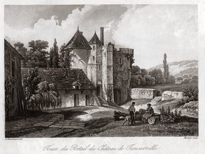 Zamek Tancarville. ok. 1840 (Grawerowanie) autorstwa . .