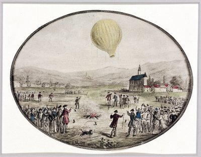 Pierwsze publiczne wejście balonem, 5 czerwca 1783 autorstwa Frederick (attr. to) Barnard