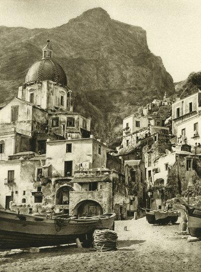 Miasto rybaków Positano, na wybrzeżu Amalfi w pobliżu Neapolu autorstwa Ferdinand Georg Waldmuller