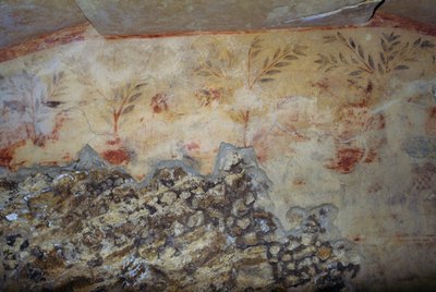 Drzewa, fresk, Grobowiec Niebieskich Demonów, Nekropolia Tarquinia (Lista Światowego Dziedzictwa UNESCO, 2004), Lacjum, Włochy, Cywilizacja Etrusków, V wiek pne (zdjęcie) autorstwa Georg Carl Heinrich Dollmann