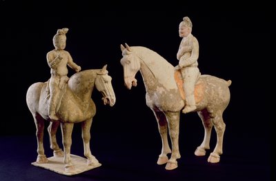 Dwóch jeźdźców, chińska, dynastia Tang (618-906) (terakota) autorstwa Hippolyte Lalaise Devéria