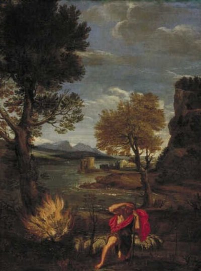 Krajobraz z Mojżeszem i gorejącym krzewem autorstwa Domenichino