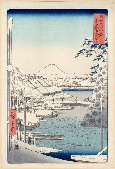 Brzeg rzeki w Sukiya w Edo (Tōto Sukiya-gashi), z serii Trzydzieści sześć widoków góry Fuji (Fuji autorstwa Hiroshige