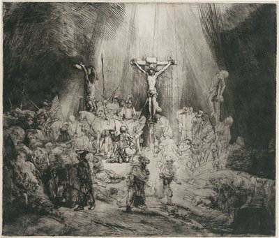 Chrystus ukrzyżowany między dwoma złodziejami (Trzy krzyże) autorstwa Rembrandt van Rijn
