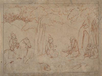 Rama i Lakszmana Odwiedź Pustelnię Ascety, ok. godz. 1775-80. autorstwa a first generation master after Nainsukh