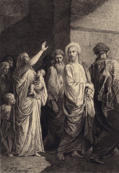 Kobieta wysławia Jezusa autorstwa after Albert Robida