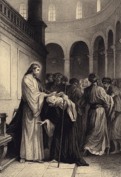 Chrystus uzdrawia chorą kobietę autorstwa after Albert Robida