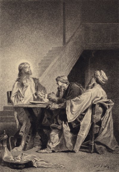 Jezus i uczniowie w Emaus autorstwa after Albert Robida