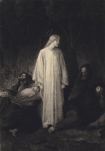 Jezus i śpiący uczniowie autorstwa after Albert Robida
