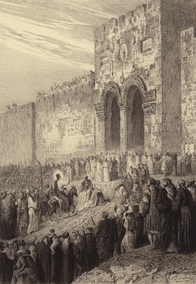 Jezus wchodzący do Jerozolimy autorstwa after Albert Robida