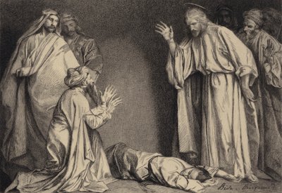 Jezus uzdrawia opętane dziecko autorstwa after Albert Robida