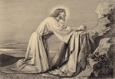 Jezus modli się autorstwa after Albert Robida