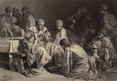 Jezus myje stopy uczniom autorstwa after Albert Robida