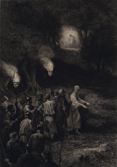 Judasz zdradza Jezusa autorstwa after Albert Robida