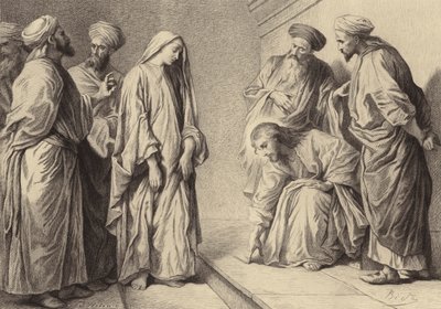 Kobieta przyłapana na cudzołóstwie autorstwa after Albert Robida