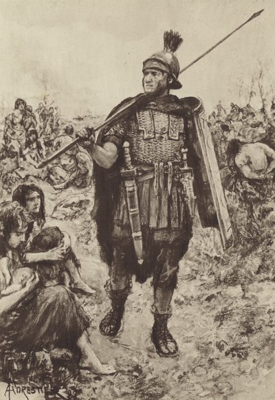 Legionista strzegący jeńców na polu autorstwa after Amedee Forestier