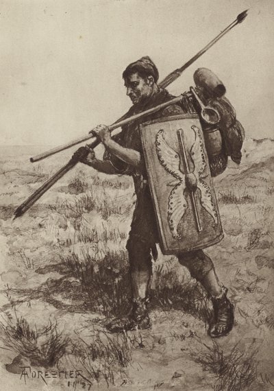 Impeditus, czyli w pełni wyposażony żołnierz piechoty autorstwa after Amedee Forestier